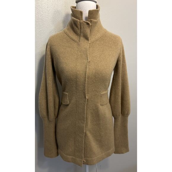 VTG 100% Cashmere Sweater XS Zip Up Jacket Military Saks Fifth Avenue 80s/90s - Picture 2 of 16